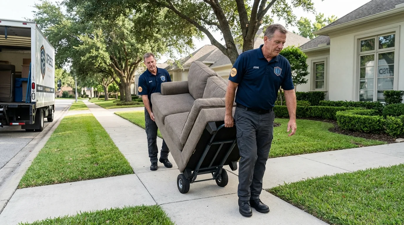 Local residential moving crew loading furniture in Oakville, CT